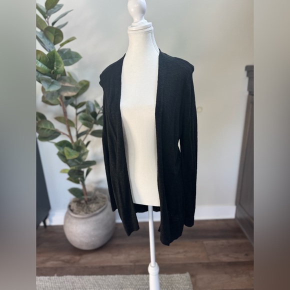 GAP Black Cardigan Sweater Long Open-Front Large - Picture 1 of 7